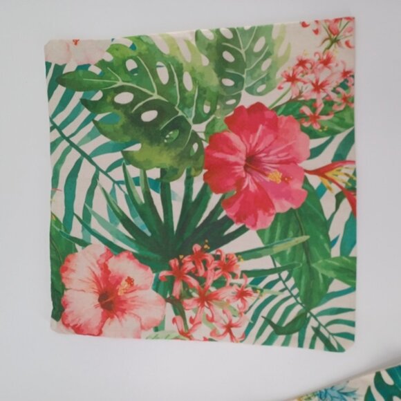 Decorative Tropical Design Throw Pillow Covers | Set of 4 | 18x18 | Linen Blend - Picture 4 of 8